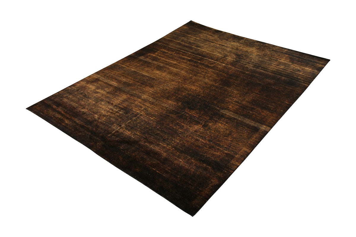Rug & Kilim's Contemporary Textural Rug in Gold and Black Striae, 9'3" x 12'2"