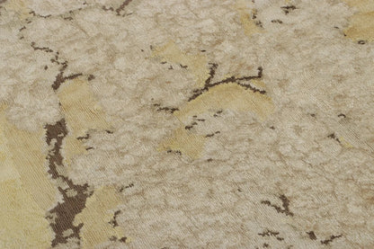 Rug & Kilim's Chinese Art Deco-Inspired Rug, Gold with Serene Pictorial “Breeze”, 9'0" x 10'1"