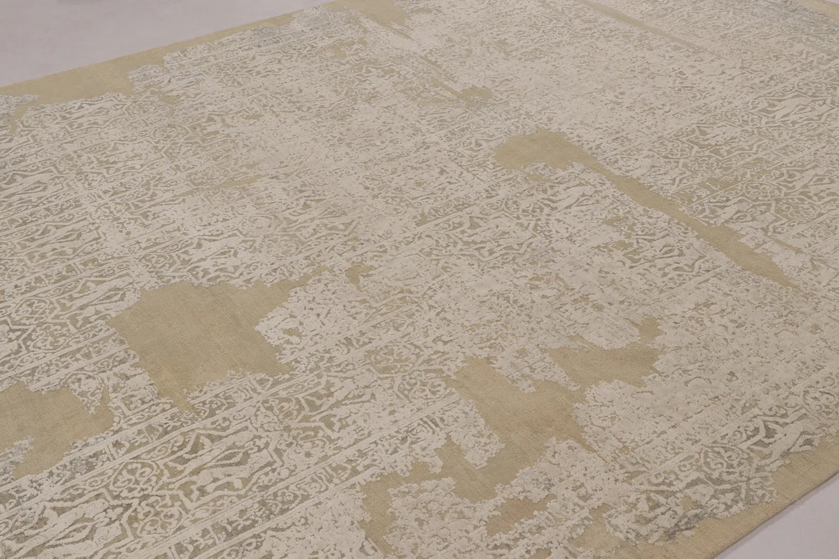 Rug & Kilim’s Modern Abstract Rug in Brown & Ivory with Fragmented Design, 9’ x 12’