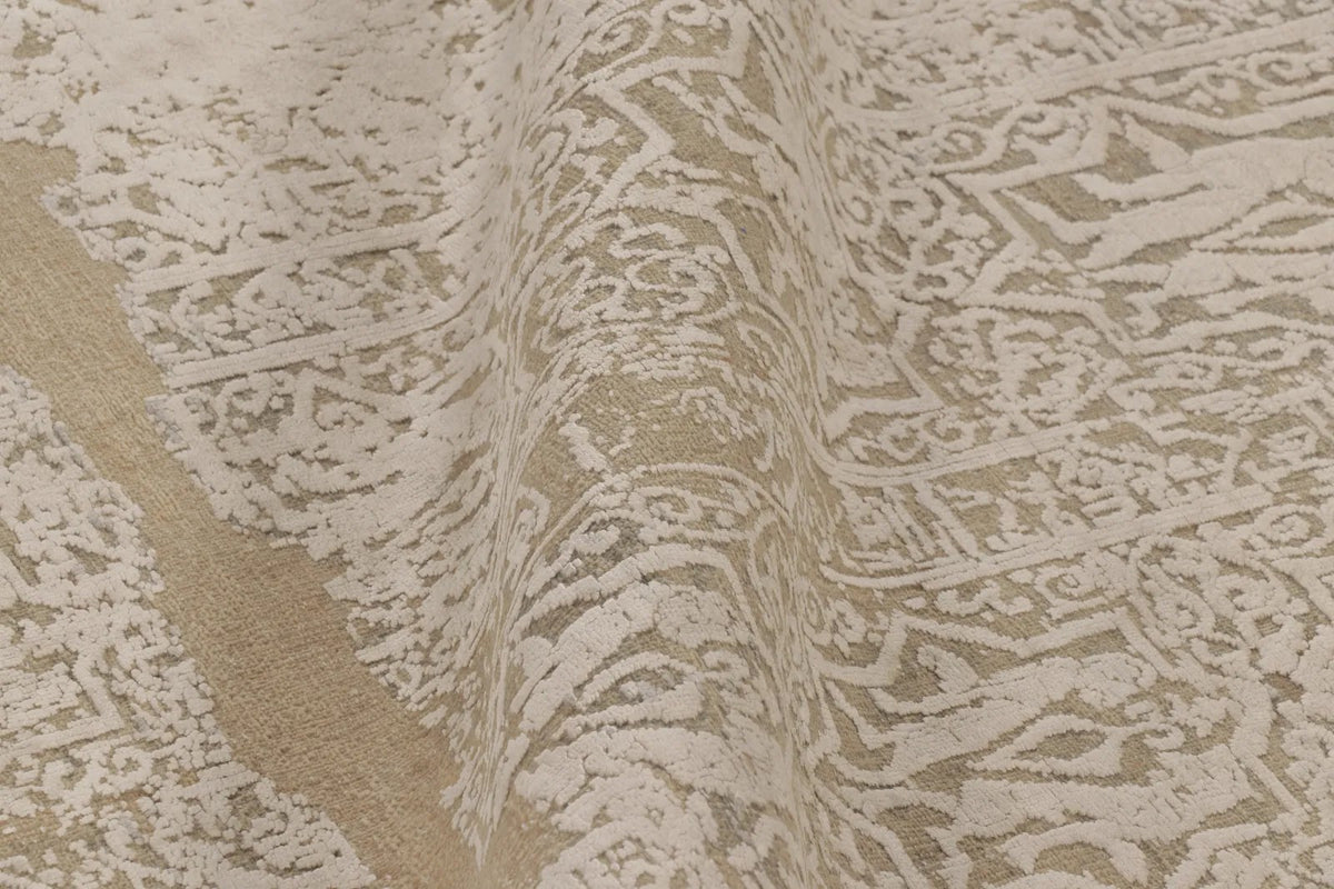 Rug & Kilim’s Modern Abstract Rug in Brown & Ivory with Fragmented Design, 9’ x 12’