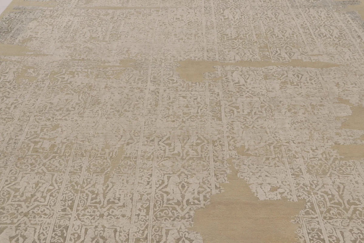 Rug & Kilim’s Modern Abstract Rug in Brown & Ivory with Fragmented Design, 9’ x 12’