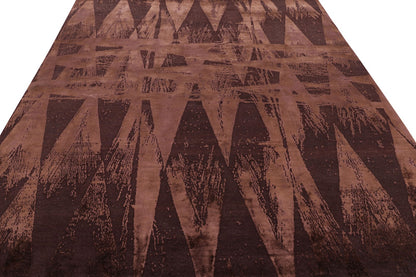 Rug & Kilim's Modern Geometric Rug in Burgundy Tones “Diamonds Vintage”, 8’3” x 9’9”