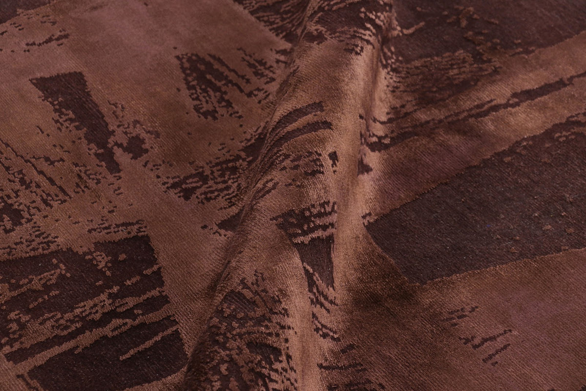 Rug & Kilim's Modern Geometric Rug in Burgundy Tones “Diamonds Vintage”, 8’3” x 9’9”