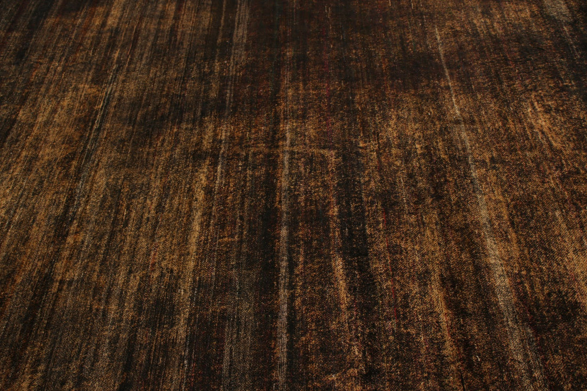 Rug & Kilim's Contemporary Textural Rug in Gold and Black Striae, 9'3" x 12'2"