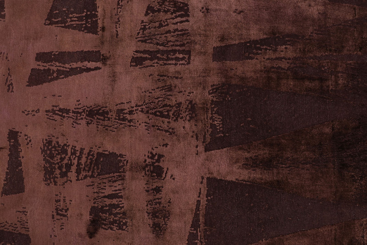 Rug & Kilim's Modern Geometric Rug in Burgundy Tones “Diamonds Vintage”, 8’3” x 9’9”