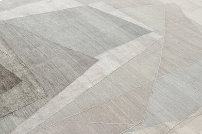 Rug & Kilim’s Modern Rug with Abstract Geometric Patterns in Beige and Gray, 9’ x 12’2"