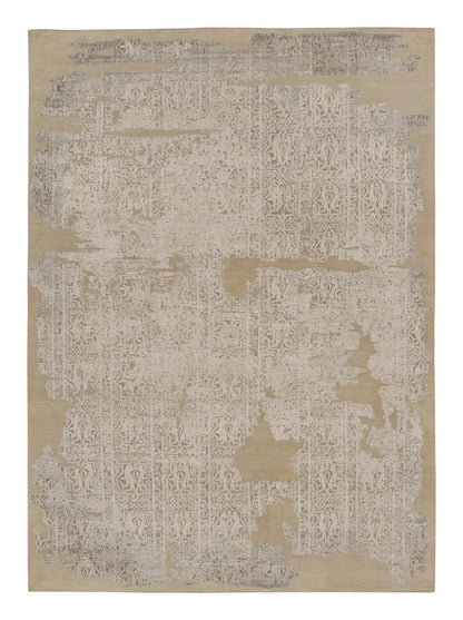 Rug & Kilim’s Modern Abstract Rug in Brown & Ivory with Fragmented Design, Wool & Silk, 9’ x 12’