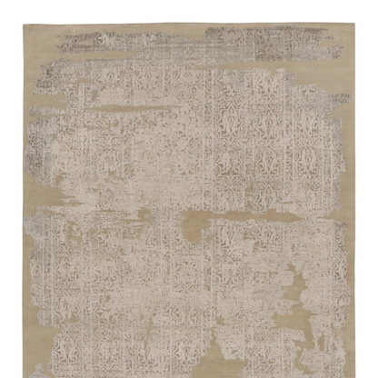 Modern Abstract Rug in Brown & Ivory with Fragmented Design