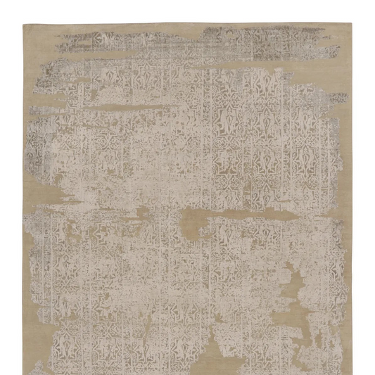Modern Abstract Rug in Brown & Ivory with Fragmented Design