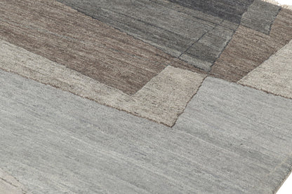 Rug & Kilim’s Modern Rug with Abstract Geometric Patterns in Beige and Gray, 9’ x 12’2"