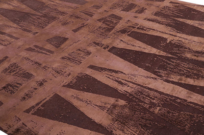 Rug & Kilim's Modern Geometric Rug in Burgundy Tones “Diamonds Vintage”, 8’3” x 9’9”