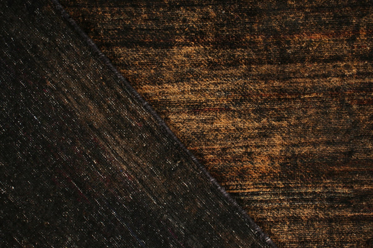Rug & Kilim's Contemporary Textural Rug in Gold and Black Striae, 9'3" x 12'2"