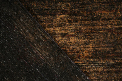 Rug & Kilim's Contemporary Textural Rug in Gold and Black Striae, 9'3" x 12'2"