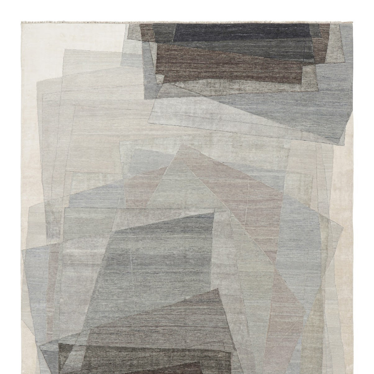Modern Rug with Abstract Geometric Patterns in Beige and Gray