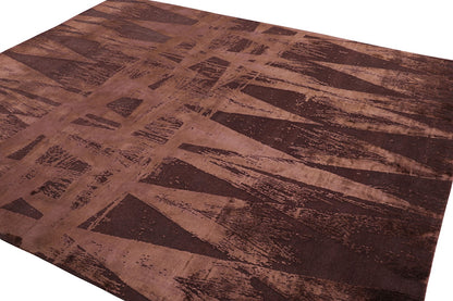Rug & Kilim's Modern Geometric Rug in Burgundy Tones “Diamonds Vintage”, 8’3” x 9’9”